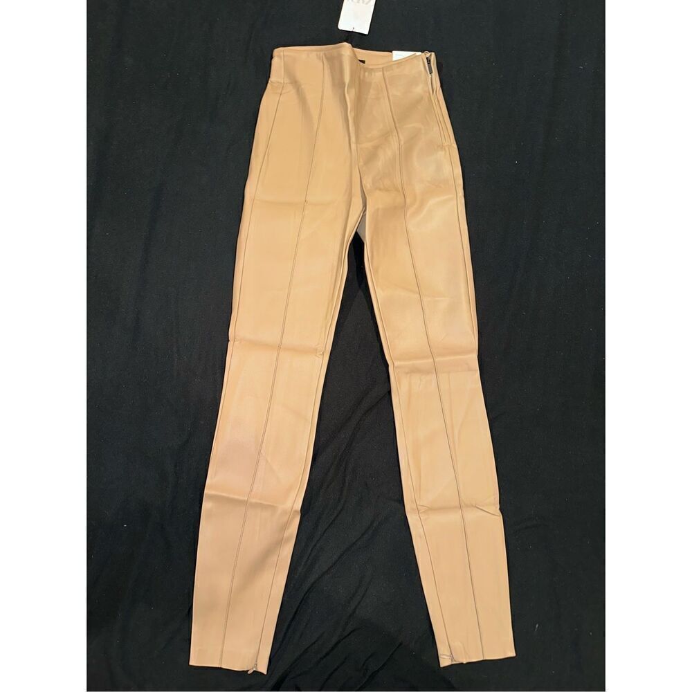 Zara size XS tan leather leggings new with tags